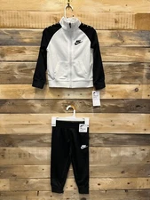 Nike Toddlers' Full Zip 2-Piece Tracksuit Set- 3T, Black/White (76G343) I1(B49T)