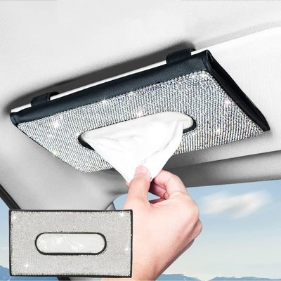 eing Car Tissue Holder Bling Cute Accessories for Women 1 Pack-a Black 