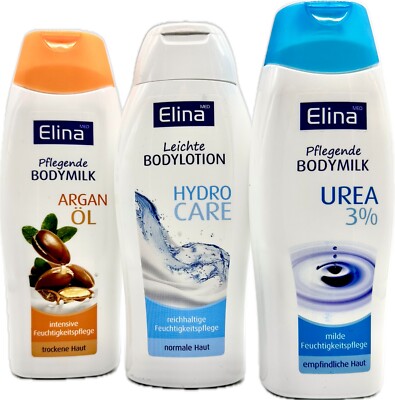 Elina med Pflege Bodymilk UREA 3% -ARGAN ÖL - HYDRO CARE -Feuchtigkeitscreme