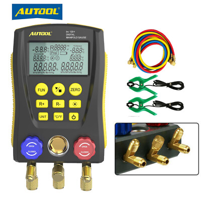 Refrigeration Digital Manifold Gauge HVAC Vacuum Pressure Temperature Tester 