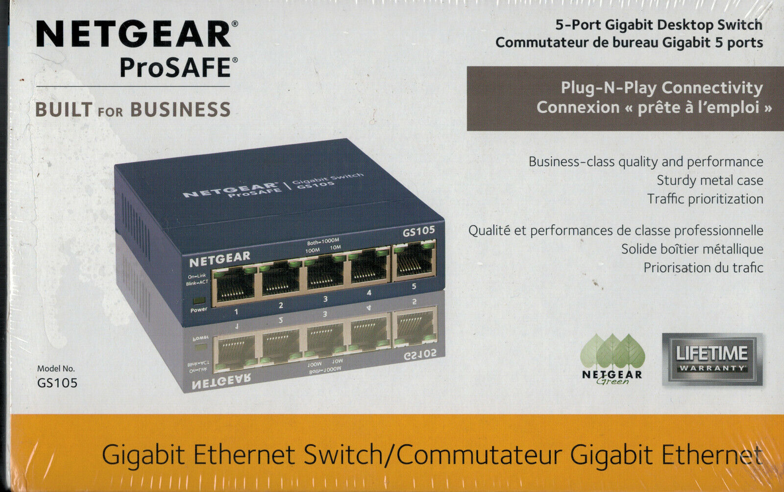 NetGear ProSafe 5-Port Gigabit Switch GS105 v5 with power adapter