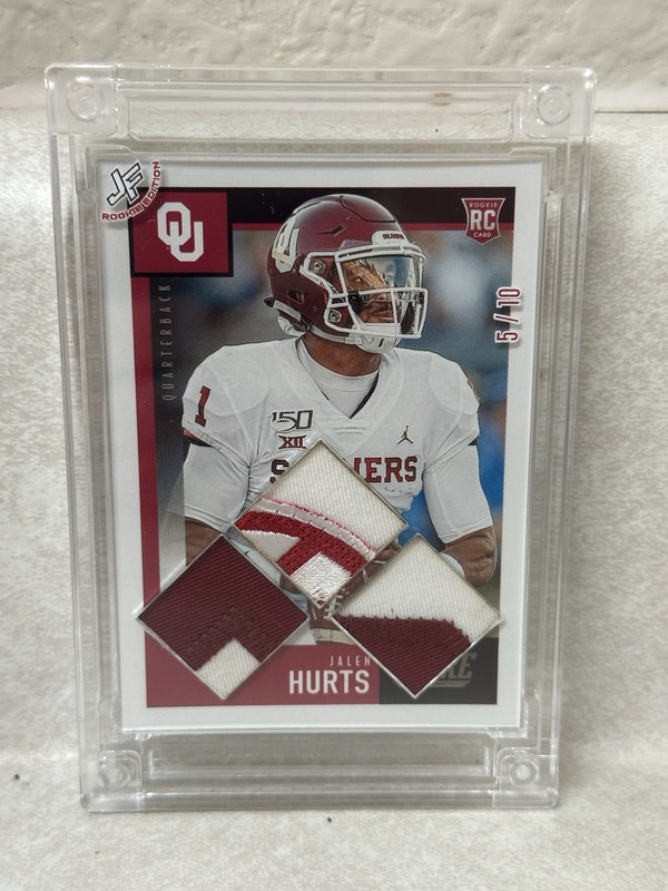 2016 Jersey Fusion Jalen Hurts Game Worn National Championship Triple Patch Card