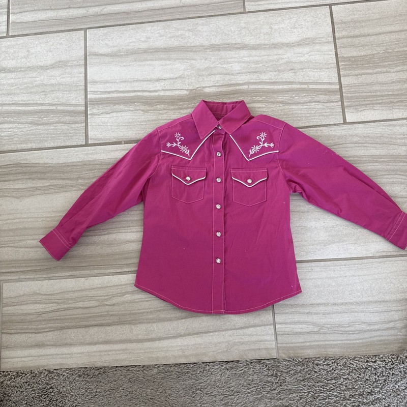 Girls Rodeo Cowgirl New Rock 47 Wrangler XS Embroidered Snap Closure Hot Pink