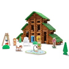 SainSmart Jr. 214 PCS Wooden Logs Cabin Set Ages 3, Building Log Gift for Boy...