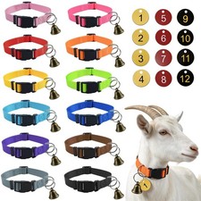 12 Pack Adjustable Goat Collars with Bells  Numbered ID Tags - Livestock Gear