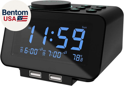 Digital Dual Alarm Clock Radio - 0-100% Dimmer with Weekday/Weekend Mode, 6 Soun