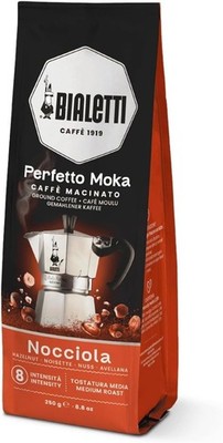 Perfetto Moka Nocciola - Medium Roast Hazelnut Aroma Coffee, 8.8 Oz with Valve