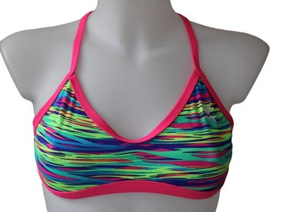 DAMEN BIKINI OBERTEIL BUNT DURAFAST BCBZ7A TYR CROSSCUT TIEBACK TOP Gr. S 36 NEU