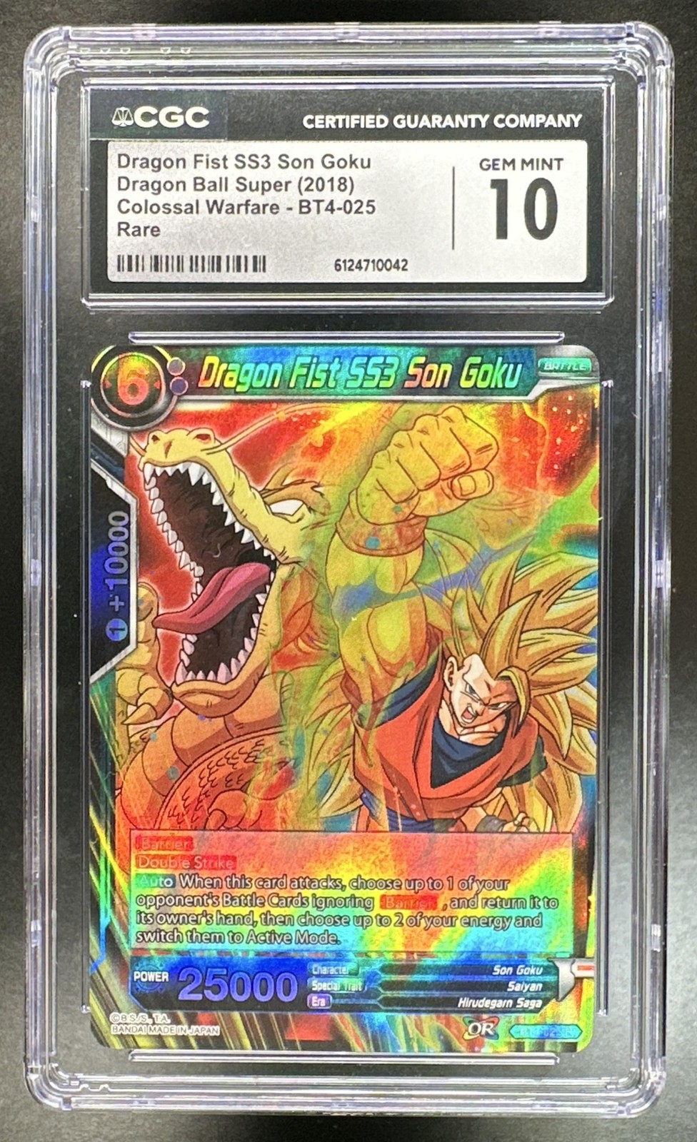 2018 Dragon Ball Super BT4 Colossal Warfare Fist SS3 Son Goku #BT4-025 CGC 10