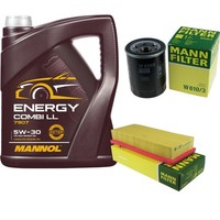 Mann Inspektionspaket Filterset 5L Mannol Energy 5W-30 FüR Fiat Punto 1.2 60