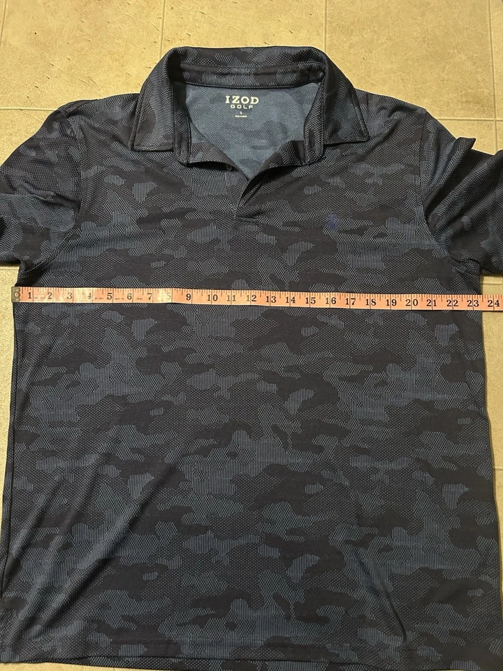 Camisa polo masculina IZOD desempenho grade de golfe manga curta elástica azul camuflagem grande - Imagem 2 de 4