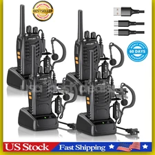 Long Range 100 Mile Walkie Talkie Two Way Radio Charge Headset Waterproof 4 PACK
