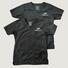 Wink Scrub Top Black SSM Health Embroidered V-Neck XS 2 Pack