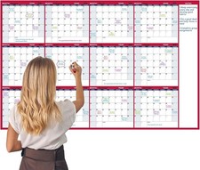Large Dry Erase Calendar for Wall - Yearly Wall Calendar Dry Erase, 58" x 37" Un