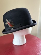 English Bowler Derby Hat Beaver Fur 5X Black Size 6 7/8 Midwest Saddlery