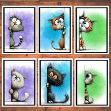 6 Whimsical Peeking Cats Card Kit: DIY Handmade Stationery with Envelopes