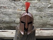 Greek Spartan Helmet with Red Plume 300 Movie King Leonidas Armor Halloween Wear