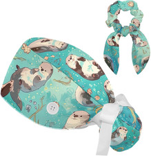 Scrub Caps Women, Adjustable Surgical Caps with Ponytail Pouch, Working Cap w...