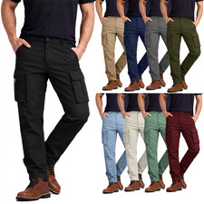 Mens Cargo Combat Stretch Trousers Heavy Duty Regular Fit Multi Pocket Work Pant