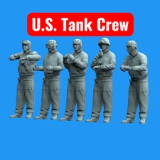 WW2 US 1/35 Scale Tank Crew Diorama 5 Soldiers 3D Resin Print Military USA MADE