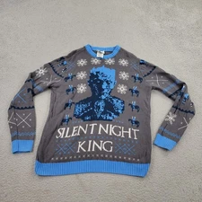 HBO Game Of Thrones Sweater Mens Medium Gray Silent Night King Graphic Holiday