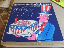 Baskin Robbins ice cream 1972 INDEPENDENCE DAY 4th July Uncle Sam cake sign