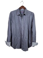 Robert Graham Flip Cuff Long sleeve Gray Button down Shirt Mens XL Classic Fit