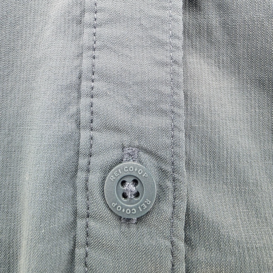 REI кооперативная рубашка женщин XS зеленый туризм на пуговицах длинным рукавом рулон вкладка эластичной - Изображение 3 из 4