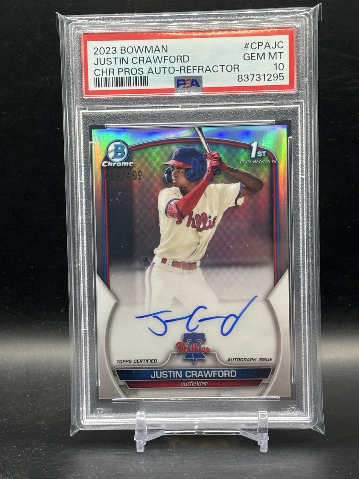 Justin Crawford - PSA 10 - 2023 Bowman Chrome 1st Refractor Auto /499 #CPA-JC