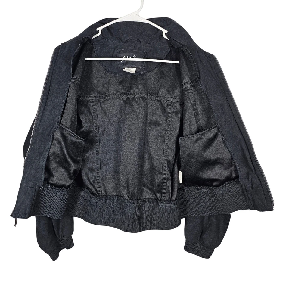 Kaelin Black Jacket Full Zip Up Cropped High Neck Polyester Women's M - Image 4 of 4