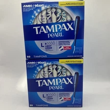 Tampax Pearl Light Leak Guard Protection Jumbo Unscented Tampon (50 X 2 Packs)