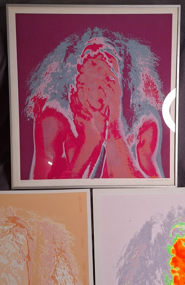 Siebdruck 1970er mit Signatur und Wechselbildern