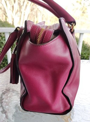 Coach 25359 Legacy Chelsea Raspberry Satchel With Tassel & Zip Top