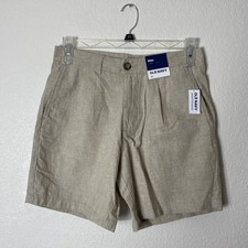 Old Navy Linen Shorts Mens Size 30 Pleated Slim Off-White Linen New With Tags