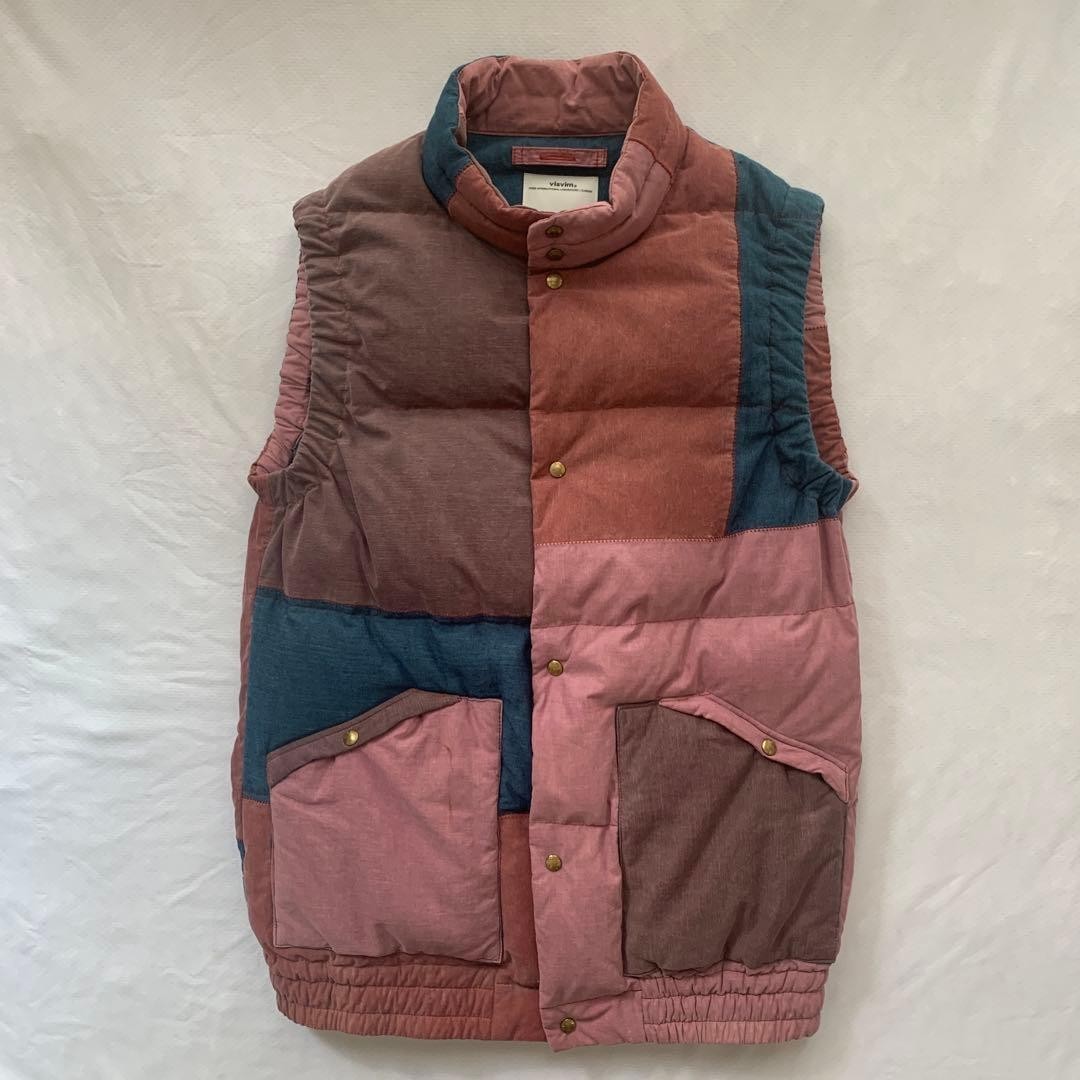 Visvim patchwork down vest, rare, pink and blue, … - image 12