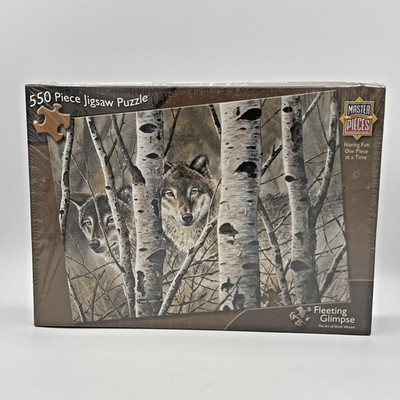 MasterPieces Fleeting Glimpse 550 Piece Jigsaw Puzzle Wolves David Wenzel Sealed