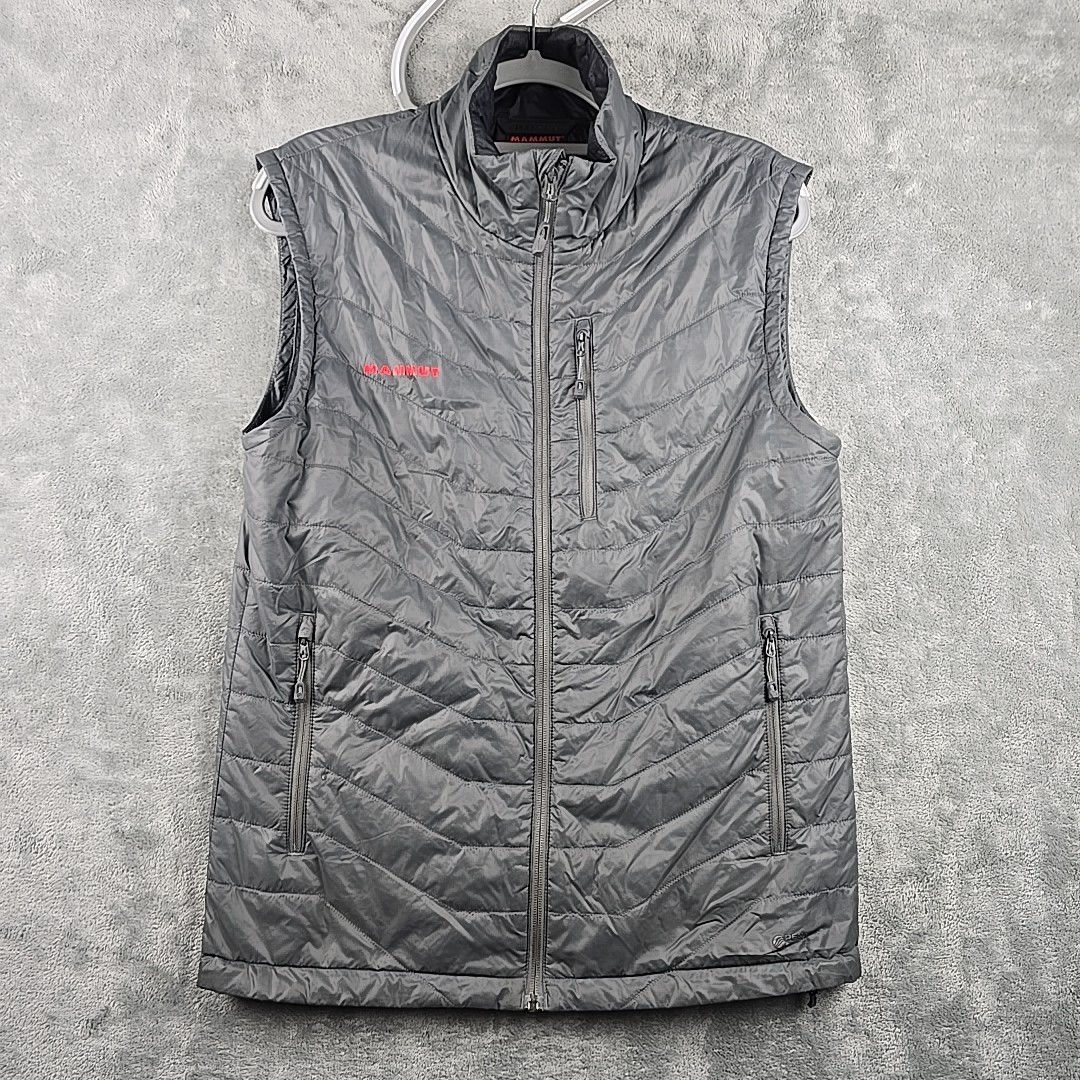Mammut Mens Medium Gray Pertex Quantum Lightweight Puffer Vest Full Zip