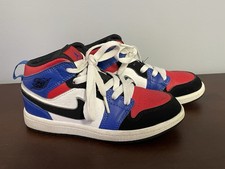 Nike Boy's Air Jordan 1 Mid GS Sneakers Royal Black White Red Sz 12C Child/Youth