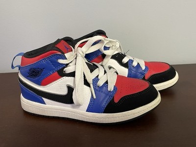 Nike Boy's Air Jordan 1 Mid GS Sneakers Royal Black White Red Sz 12C Child/Youth