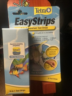 Tetra EasyStrips 6-In-1 Aquarium Test Strips, Water Testing 25 Strips New In Box