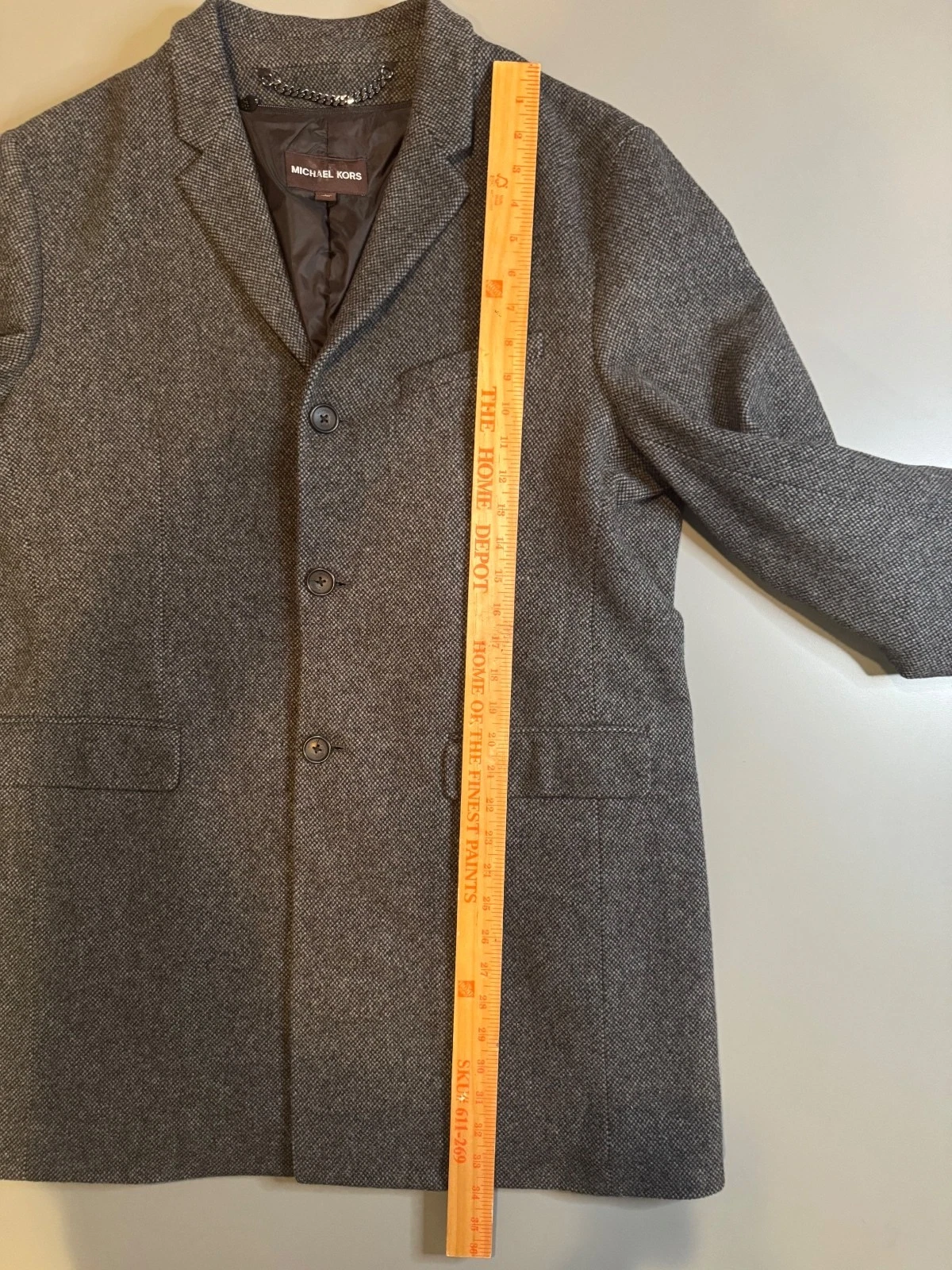 Michael Kors Charcoal Melange Wool Blend Overcoat, Large image 7