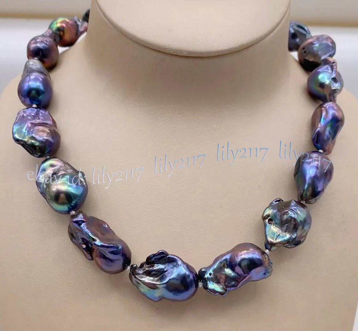 Good Quality Natural Luster Genuine South Sea Black Keshi Baroque Pearl Necklace