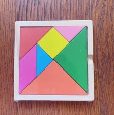 5 x NEW Wooden Tangram Puzzle Brain Teaser Educational Learning Toy 7 Piece 4.5