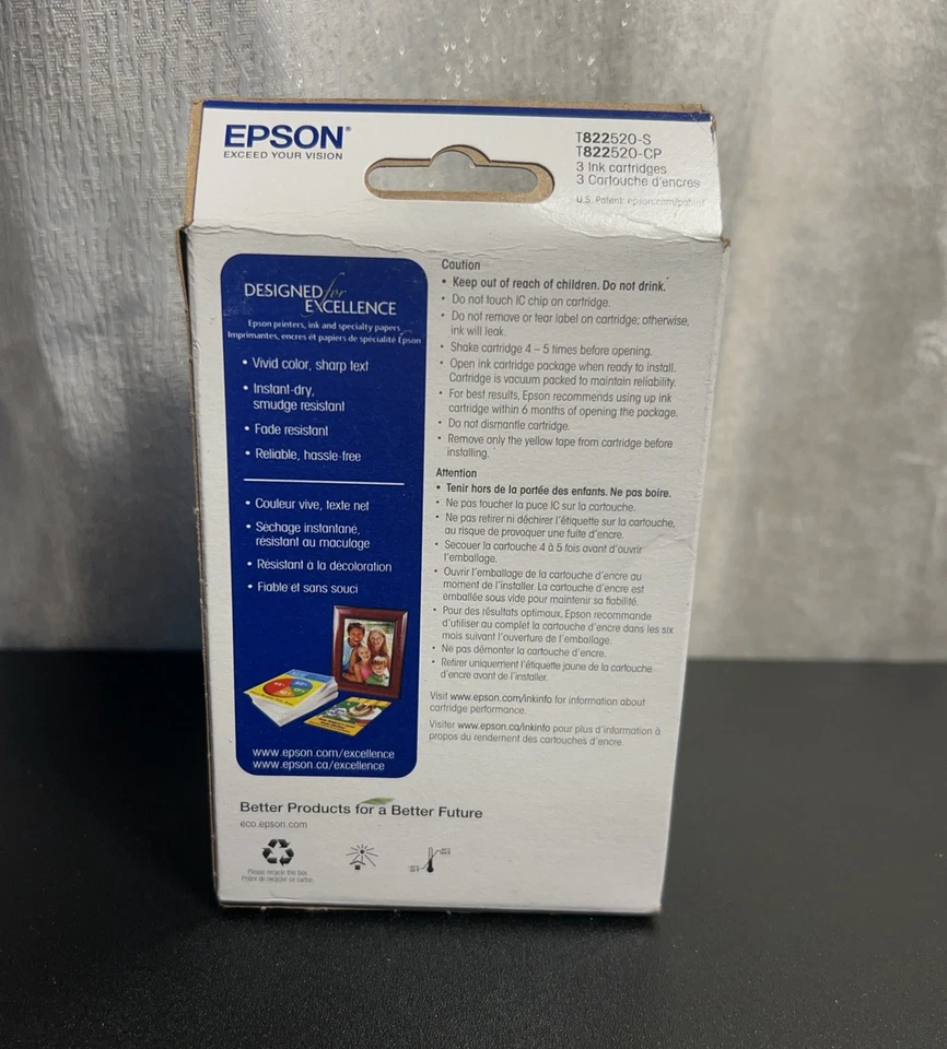 Epson 822 Standard Capacity Cyan Magenta Yellow Jaune Cartridge Combo Pack 1/26 - Image 2 of 3