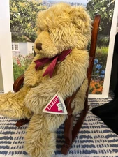 Dakin- Bonnie Happiness in a Bear with red wooden chair and bow tie 15"
