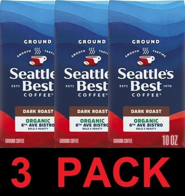 Seattle s Best 6th Ave Bistro Dark Roast Organic Ground Coffee 10 oz - 3 PACK