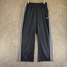 Adidas Wide Leg Track Pants Womens 30x27 High Waist Drawstring Black