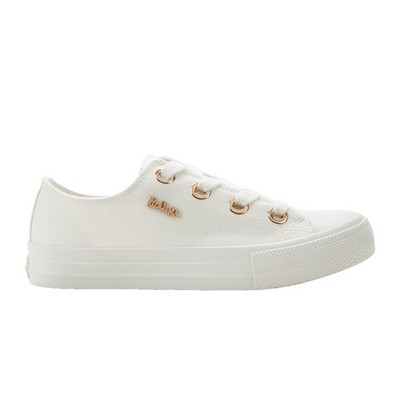 Lee Cooper Flex Damen Canvas Sneaker Alltagsschuhe Freizeitschuhe Casual Weiß