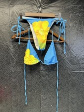 Women  s Swimsuit Swimwear Large /xl Blue Two Piece Set Tropical