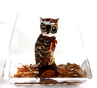 Vintage Hand Carved Painted Horned Owl Lucite/acrylic Unique Canada Paperweight — photo 5